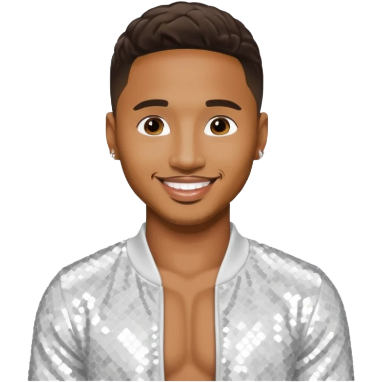 Trey Songz with white sequin outfit emoji