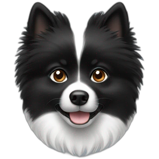 Black White small spitz head emoji