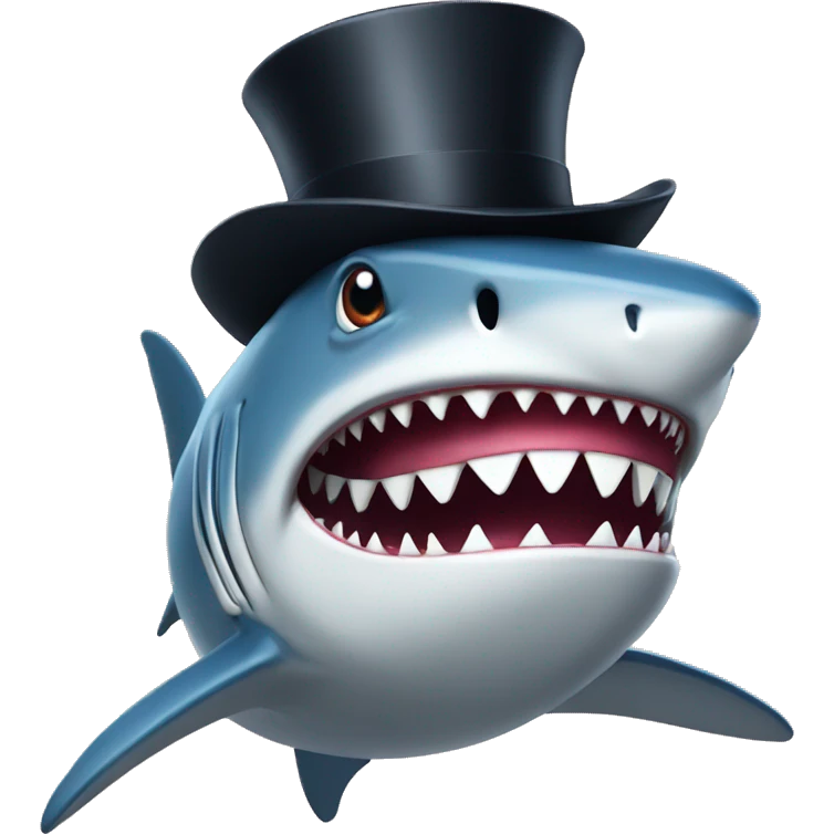 Shark with a top hat emoji