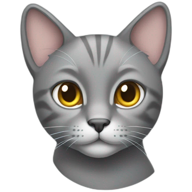 Grey cat with one ear clipped emoji