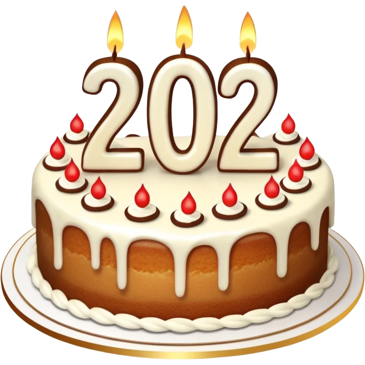 A festive New Year cake with lit candles shaped as the number 2026,
warm lighting, celebratory atmosphere,
soft background, high quality, clean composition emoji