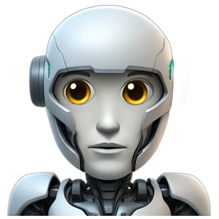 Futurstic Heros robot with human face with skin emoji