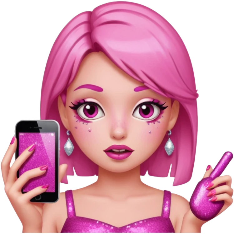 glitter pink girl naughty selfie emoji