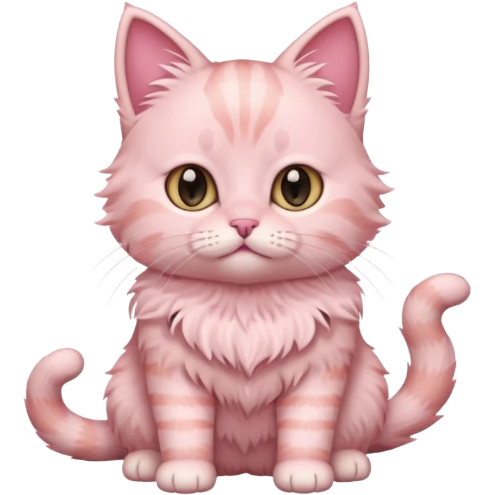 full body of baby American Bobtail pink cat  emoji