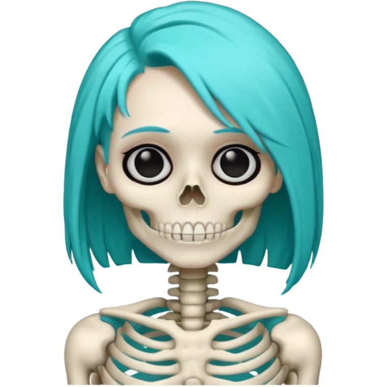 turqoise haired skeleton emoji