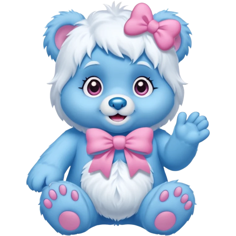 blue girl care bear yeti with bow emoji