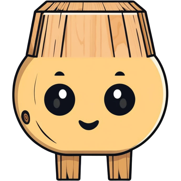 piece of wood with a friendly face, carved or natural emoji