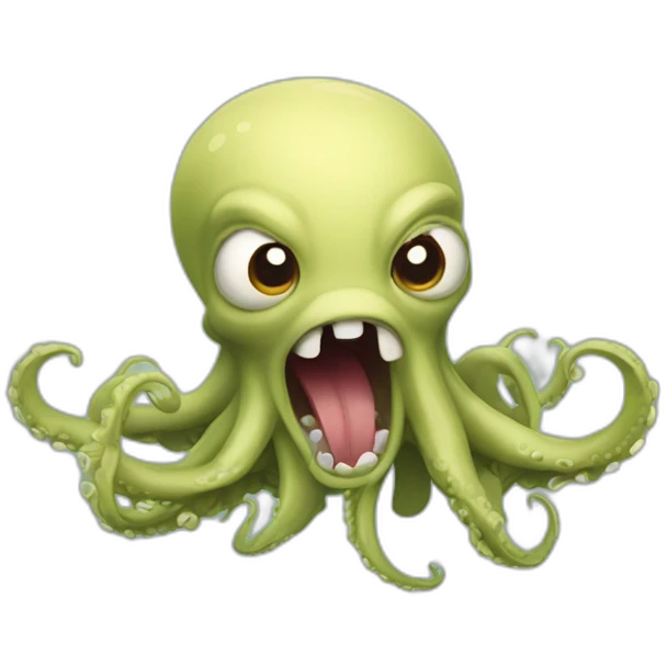 Cute kraken feared with open mouth emoji
