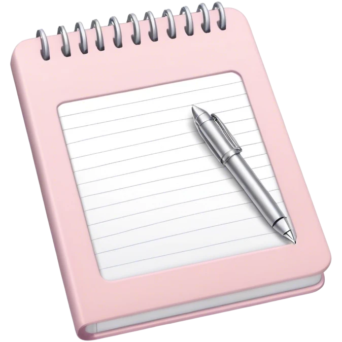 Pale pink notepad with pen emoji