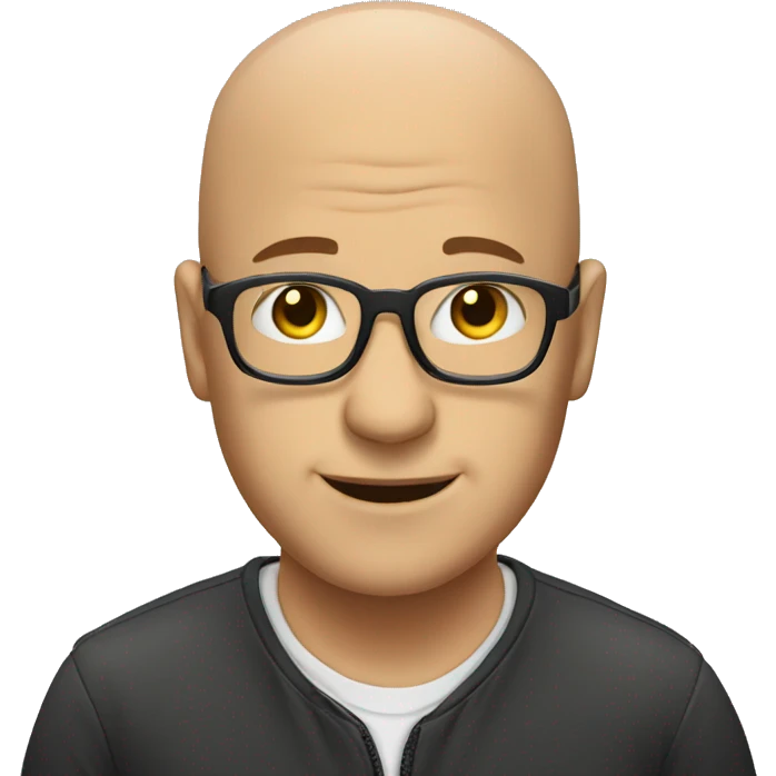 bald man with glasses indoors emoji