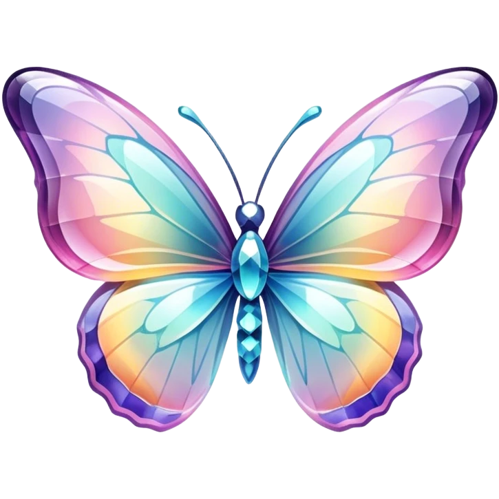 Shiny sparkly transparent colorful pastel glass-crystal-butterfly emoji