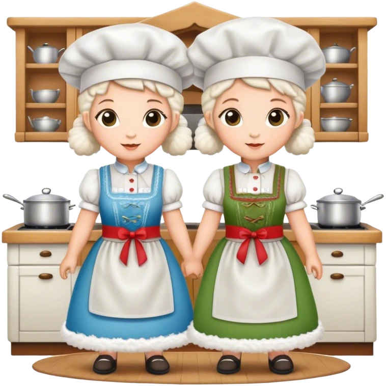 two lambs as cooks and in dirndls emoji