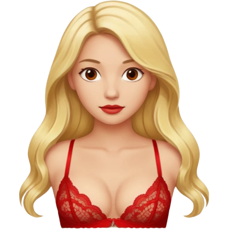 woman with red bra long blonde hair emoji