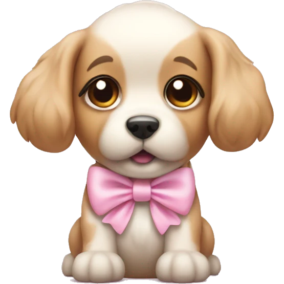 cute dog with light pink bow emoji