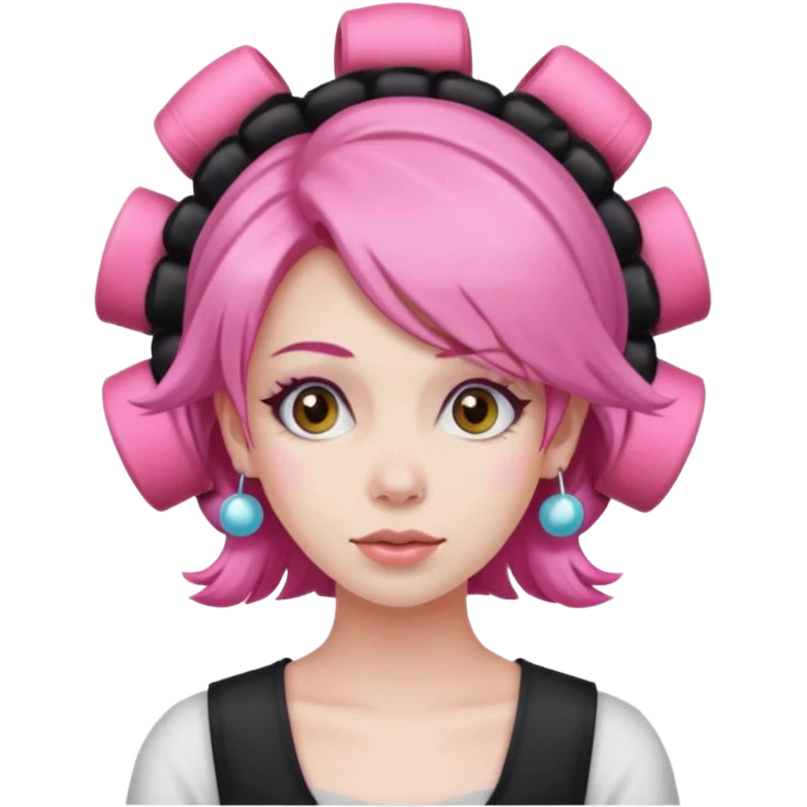 woman pink hair rollers emoji