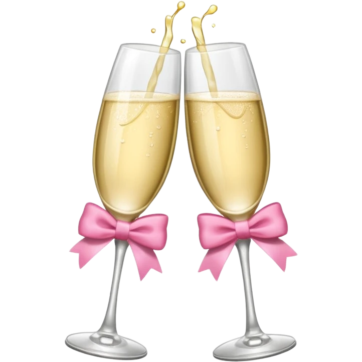 2 champagne flutes clinking with pink bows on both glasses emoji