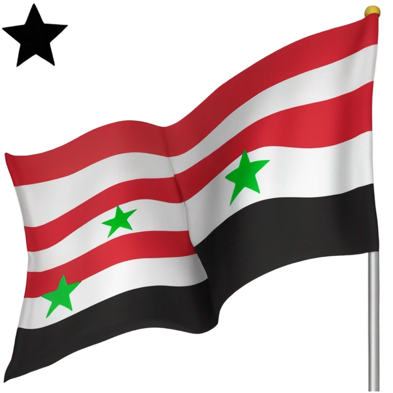 Drapeau Syrie libre avec du vert en haut au milieu du balanc avec 3 étoiles en rouge et en bas du noir  emoji