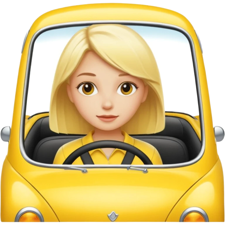 blonde girl in bright yellow car emoji