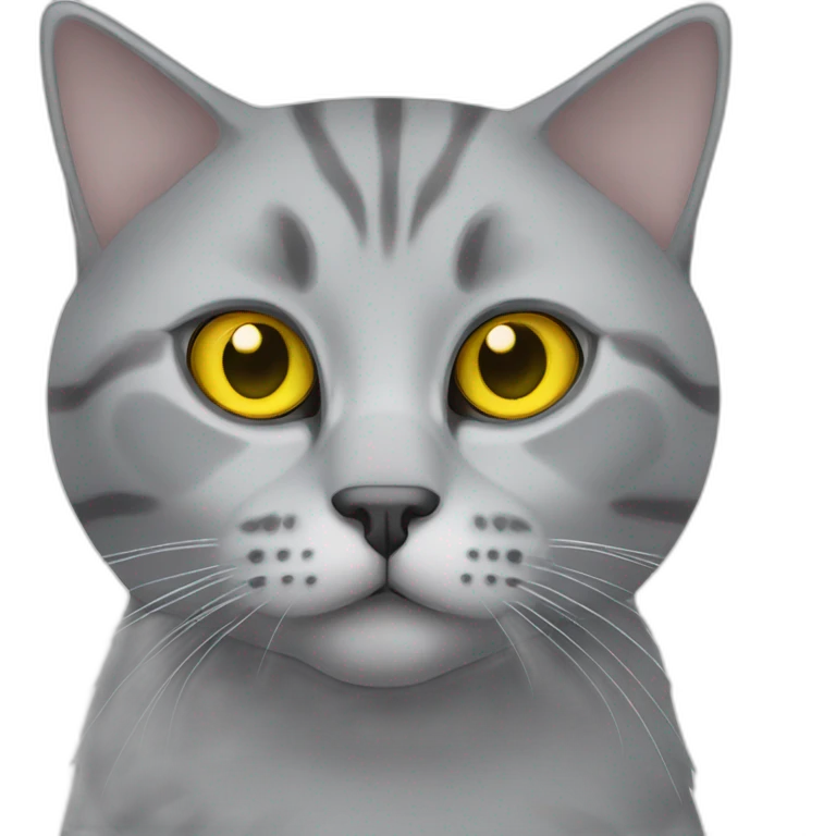 Silver marble Scottish straight cat with yellow eyes emoji