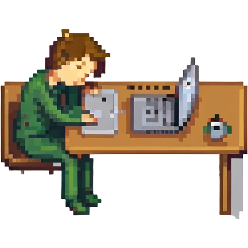 stick figure asleep at his laptop emoji