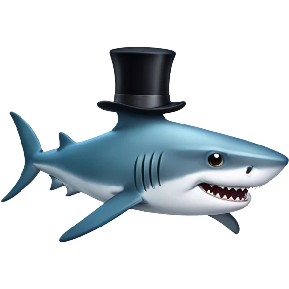 Shark with a top hat emoji