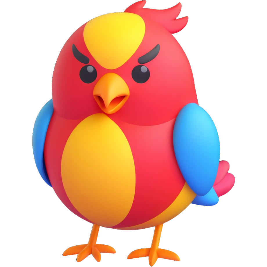 cute bird, round and colorful, Microsoft Fluent 3D emoji style emoji