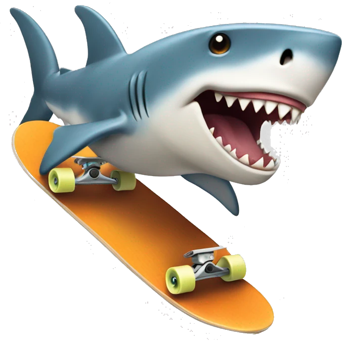 Shark riding a skateboard  emoji