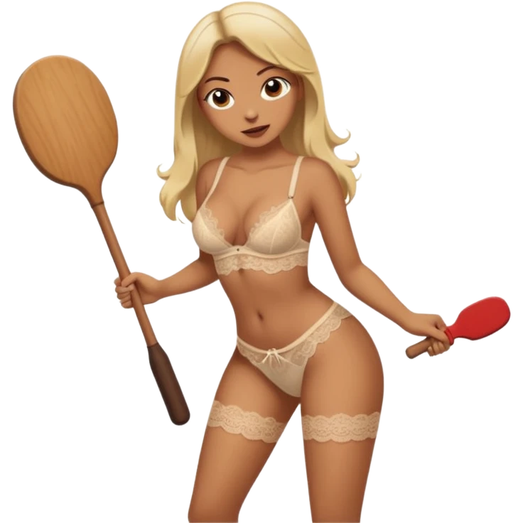 Spanking sexy ladys ass with paddle emoji