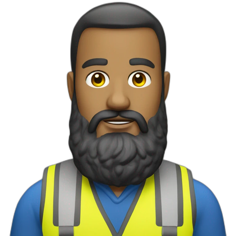 Ikea manager blue eyes beard with laptop and yellow security vest emoji