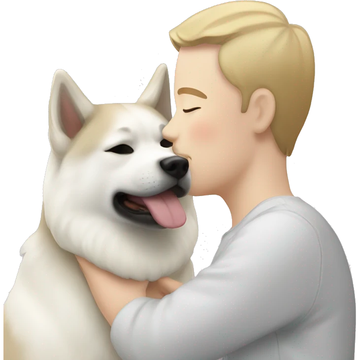 Me with white Akita kissing  emoji