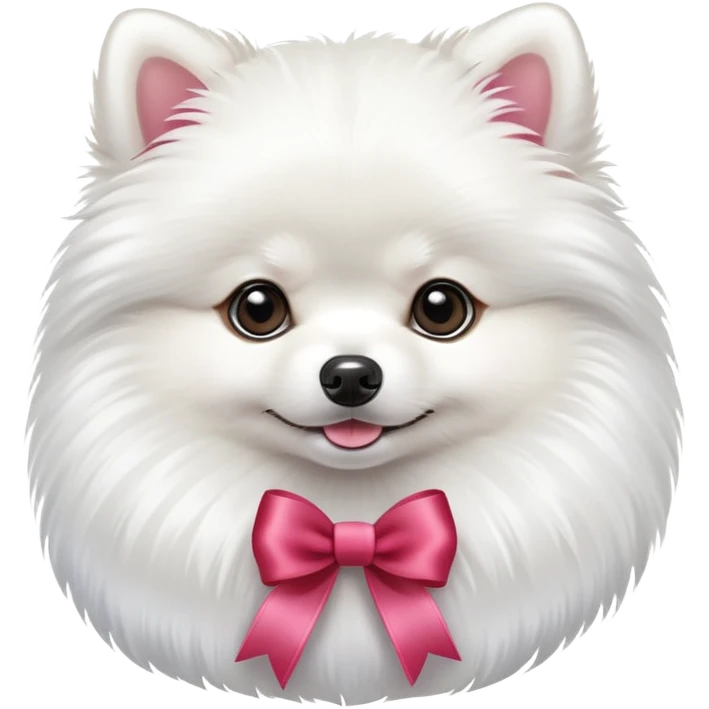 Cute white pomeranian dog with ribbon emoji