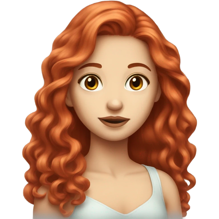Beautiful face long red hair flowy girly girl emoji