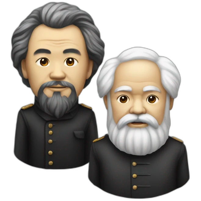 Li Hongzhi and Karl Marx, two human mentors, arm in arm emoji