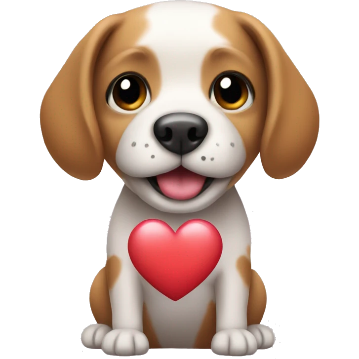 cute little dog holding a heart emoji