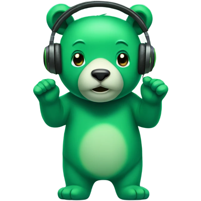green bear with headphones emoji
