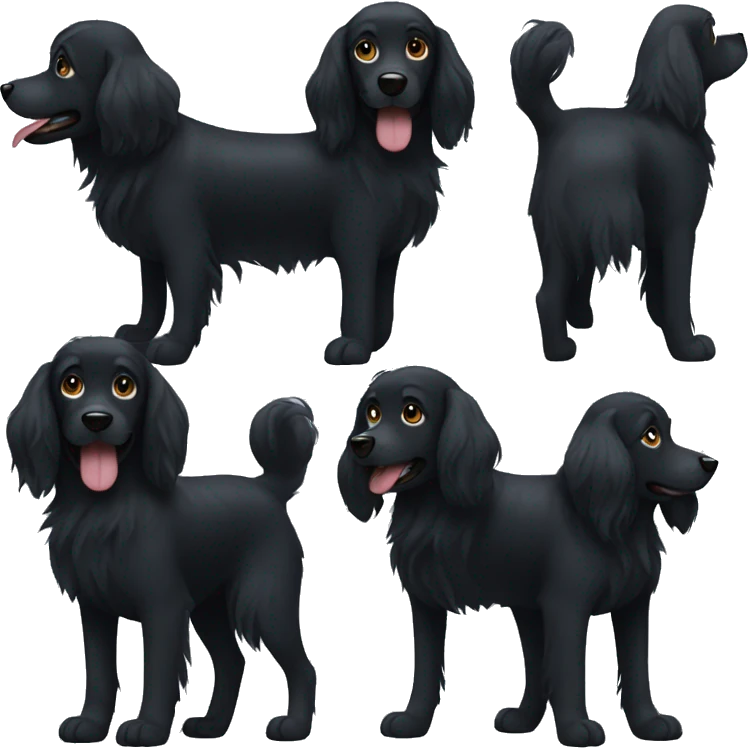 Black dog with long hair emoji