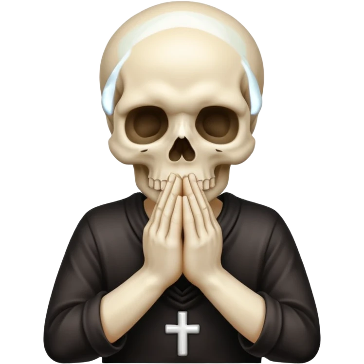 skull with hands together in prayer, smooth and vibrant, iOS emoji style emoji