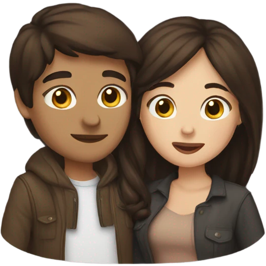 Brunette couple kissing each other emoji