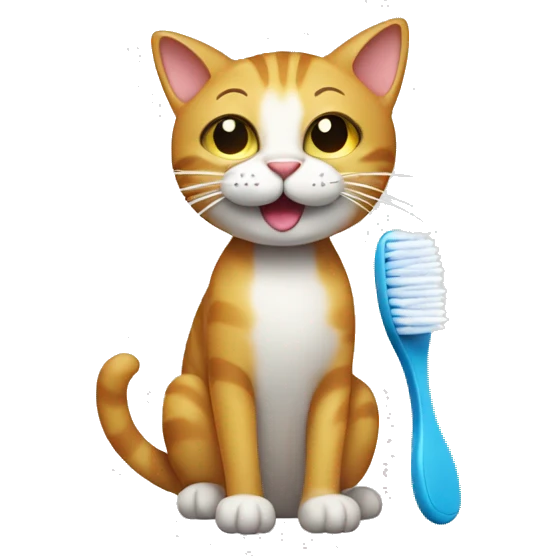 cat with a toothbrush emoji