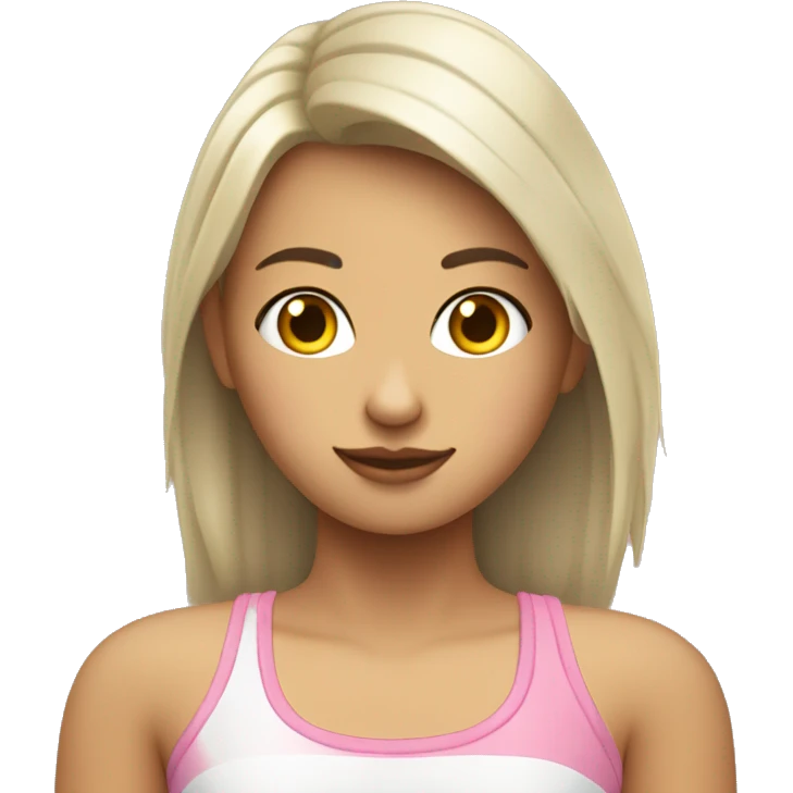 Chica rubia con un top rosado y un buzo gris emoji