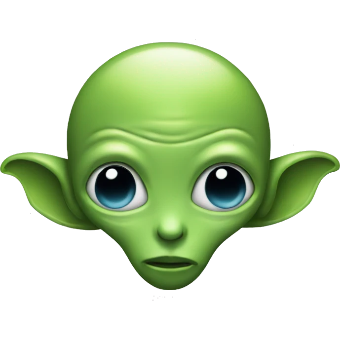 Alien with head shaped like a love and emoji