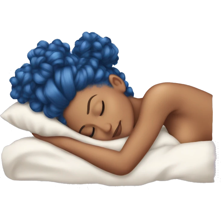 Ariana sleeping with blue curly ponytail emoji