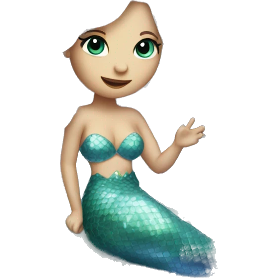 white hair mermaid with white tail in crystal ball emoji
