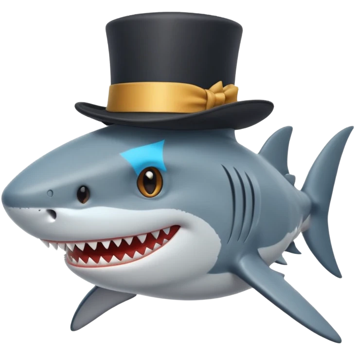 Shark with a top hat emoji
