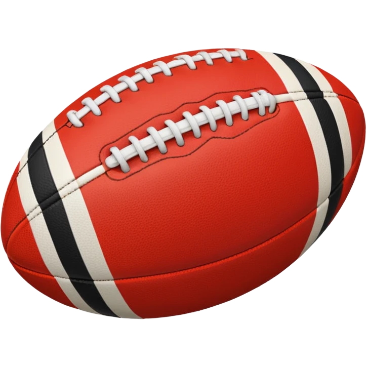 australian rules football ball with equal sized horizontal red, white, black stripes emoji
