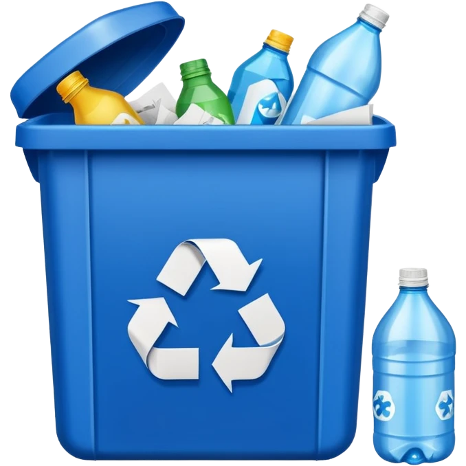 blue recycling bin emoji
