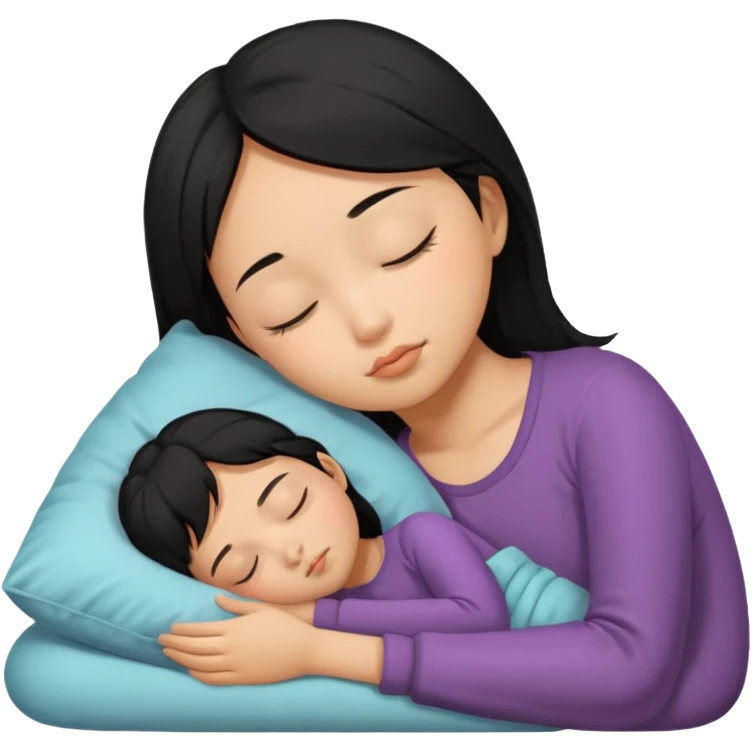 Black haired, tan Asian girl sleeping emoji