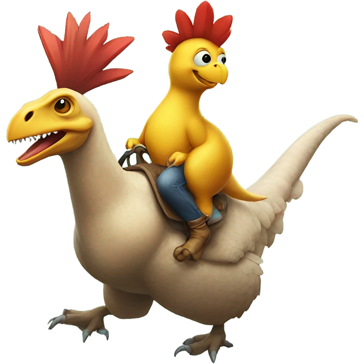 Dinosaur riding a chicken emoji