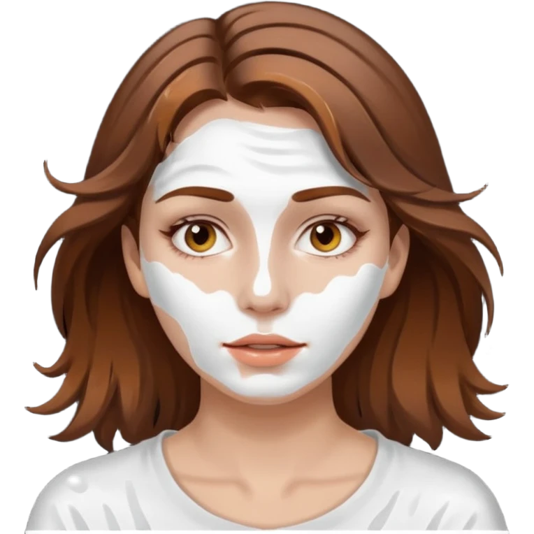 Brown hair woman, splashed white on face emoji