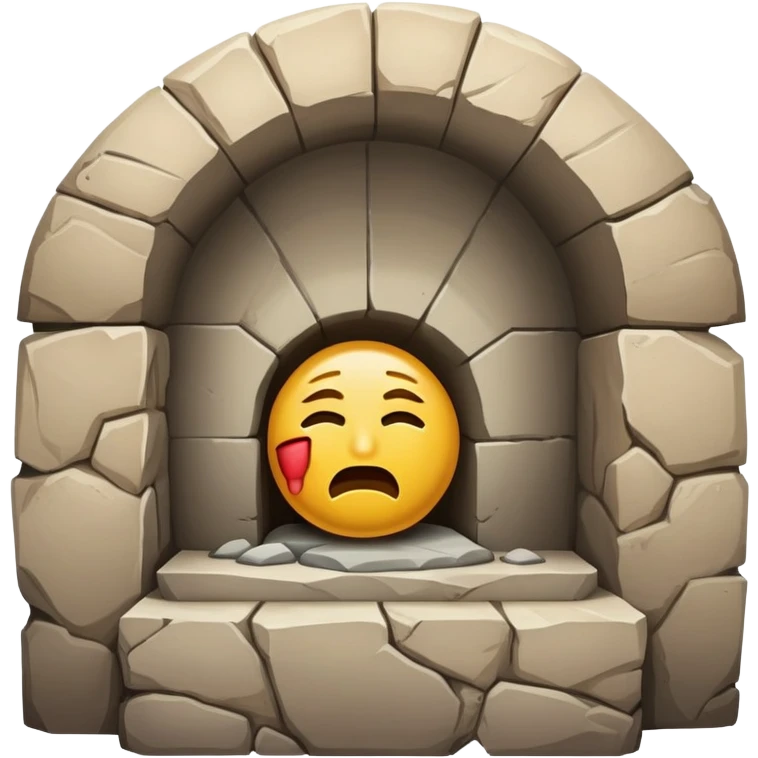 I want you to cry an emoji with an old stone tomb, with the stone closing the open tomb. It's Jesus' tomb. emoji